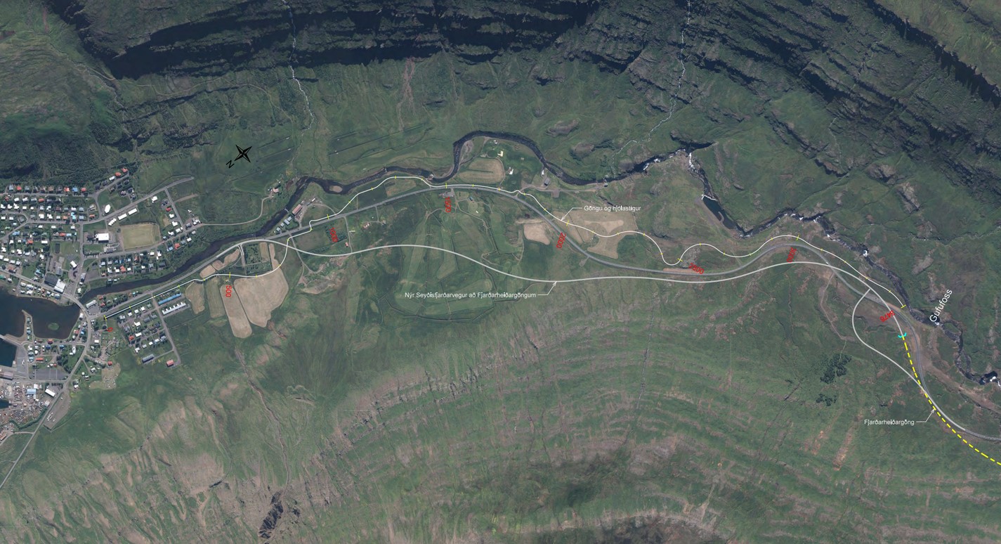 gufufoss gongustigur teikning cowi